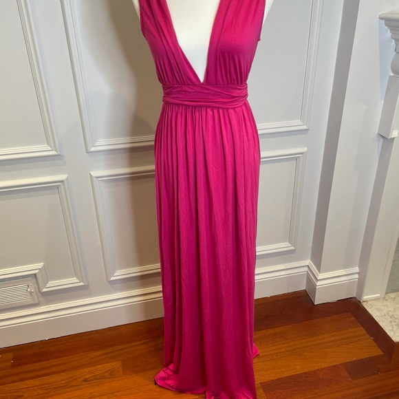 Rachel Pally XS Pink Maxi dress low V - Picture 8 of 11
